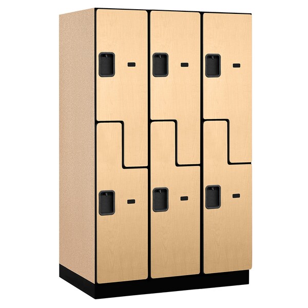 Salsbury Industries Wardrobe Locker, 45" W, 24" D, 76" H, (3) Wide, (6) Openings, Maple 27364MAP - main